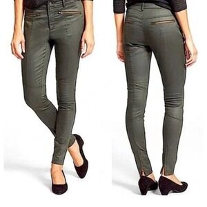 The Fisher Project Eileen Fisher Moto Skinny Pants Green Zipper Ankle Size 14